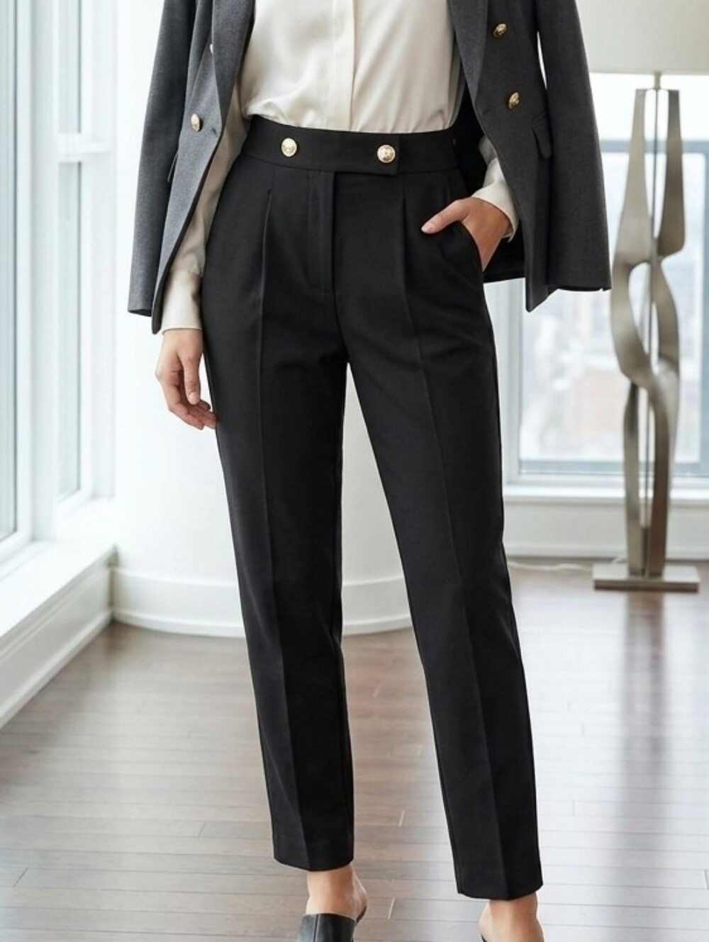 Dynamite Black Pleated Dress Pants